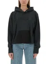 Maison Margiela Embroidered Logo Jersey Cropped Hoodie