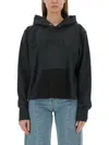 Maison Margiela Embroidered Logo Jersey Cropped Hoodie
