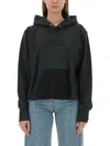 Maison Margiela Embroidered Logo Jersey Cropped Hoodie In Black