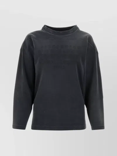 Maison Margiela Cotton Sweatshirt Contrasting Stitchings In Black