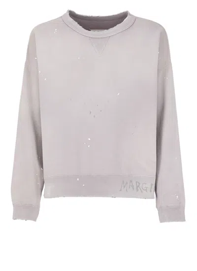 Maison Margiela Cotton Sweatshirt In Purple