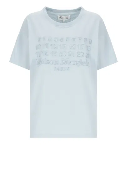 Maison Margiela Logo Print Cotton T Shirt In Blue