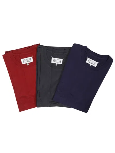 MAISON MARGIELA COTTON T-SHIRT SET WITH NUMBER LOGO PATCH