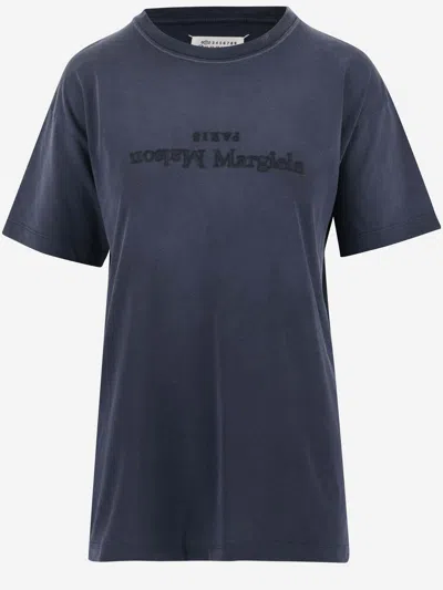 Maison Margiela Reverse Logo T-shirt In Blue