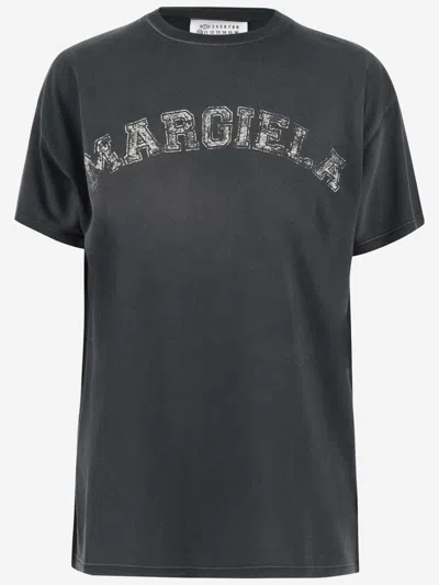 Maison Margiela Cotton T-shirt With Logo In Black  