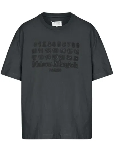 Maison Margiela Cotton T-shirt With Signature Numbers Motif In Grey