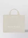 Maison Margiela Cotton Tote Bag Leather Handles In White