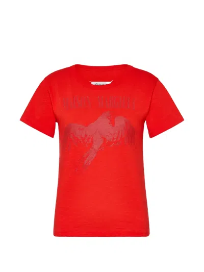 Maison Margiela Cotton Short Sleeve T-shirt In Red