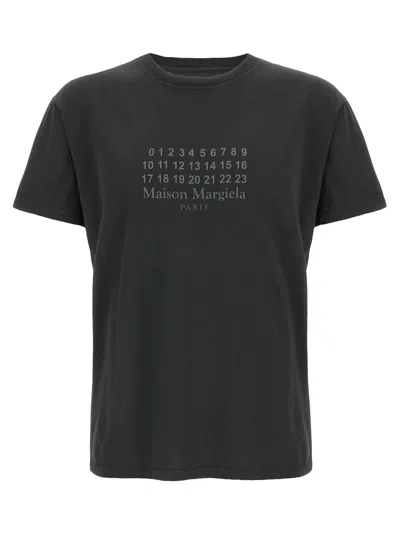 Maison Margiela Numeric Signature Print Cotton T-shirt In Black
