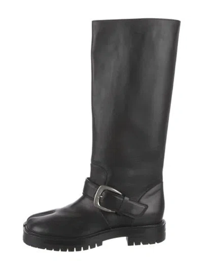 Pre-owned Maison Margiela County Knee Leather Rain Boots In Black