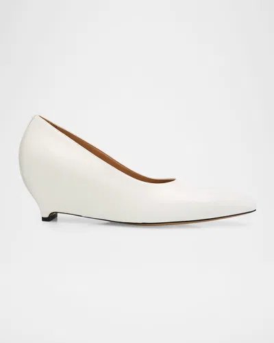 Maison Margiela Court Shoe Leather Wedge Pumps In White