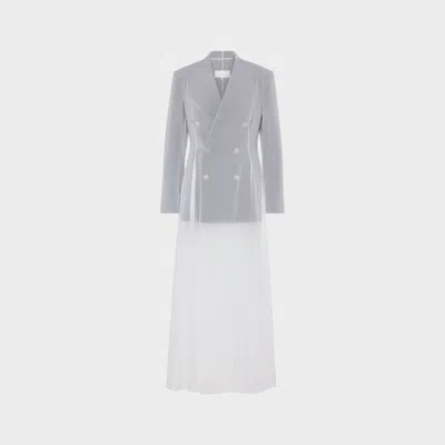 Maison Margiela White Tailored Two-tone Maxi Dress In Blue