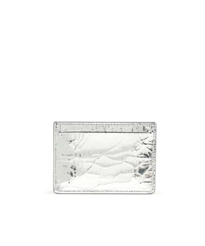 Maison Margiela Cracked-effect Cardholder In Gold