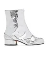 Maison Margiela Cracked-effect Metallic Ankle Boots In White
