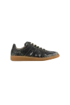 Maison Margiela Casual Low Top Sneakers With Suede Panels In Black