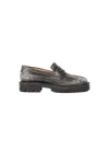 Maison Margiela Cracked Leather Tabi County Loafer Black/white In Black