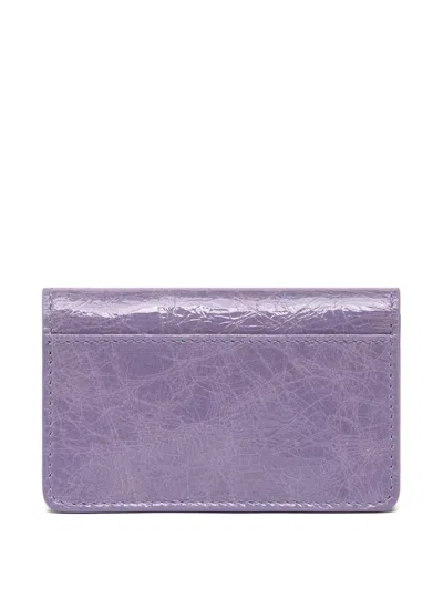 Maison Margiela Crackled Leather Four Stitches Card Holder In Purple