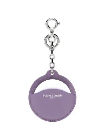 Maison Margiela Crackled-leather Four Stitches Keyring In Brown