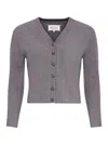 Maison Margiela V-neck Wool Cardigan In Gris