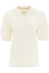 Maison Margiela Rib Trim Knit Polo Shirt In Off White (white)