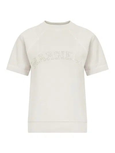 Maison Margiela Cream White Cotton Sweatshirt In Beige