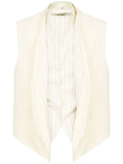 Maison Margiela Cream Wool Vest In Neutral