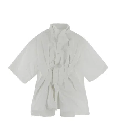 Maison Margiela Creased Poplin Fitted Shirt In White