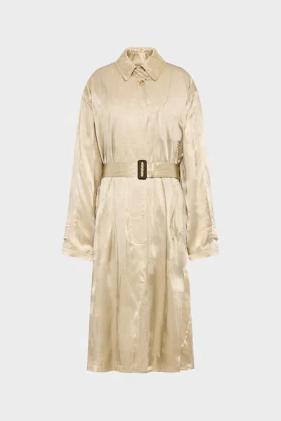 Maison Margiela Creased Silk Trench Coat Woman Pink Beige In Neutral
