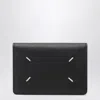 Maison Margiela Black Leather Credit Card Holder In Black