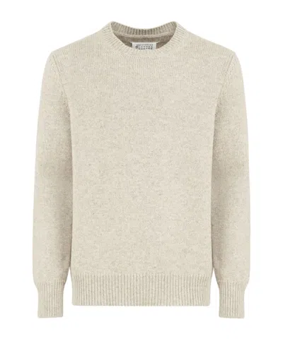Maison Margiela Crew Neck Four-stitch Jumper In Beis