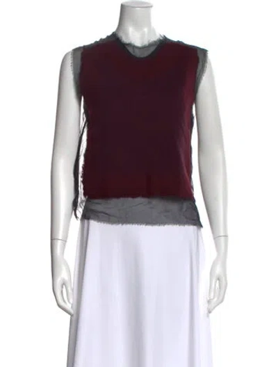 Pre-owned Maison Margiela Crew Neck Sleeveless Top In Burgundy