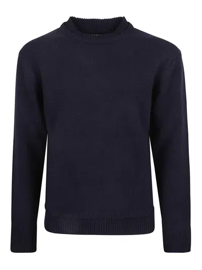 Maison Margiela Crew Neck Sweater With Elbow Patches In Blue