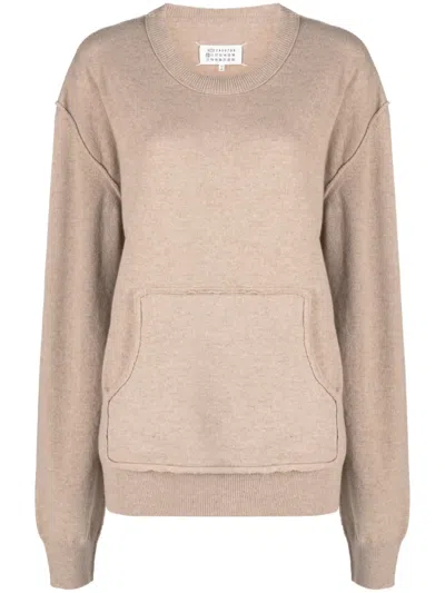 Maison Margiela Crew-neck Wool-blend Jumper In Brown