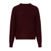Maison Margiela Dropped Shoulder Burgundy Wool Sweater With Ribbed Details In Burgundy