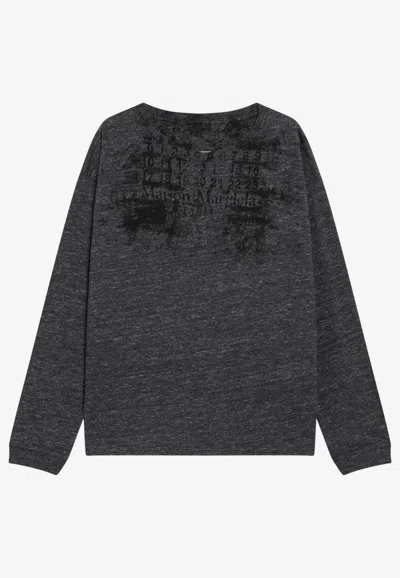 Maison Margiela Long-sleeve Cotton T-shirt In Dark Grey In Black