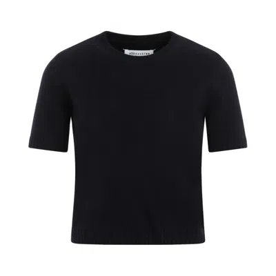 Maison Margiela Crewneck Knitted Top In Navy