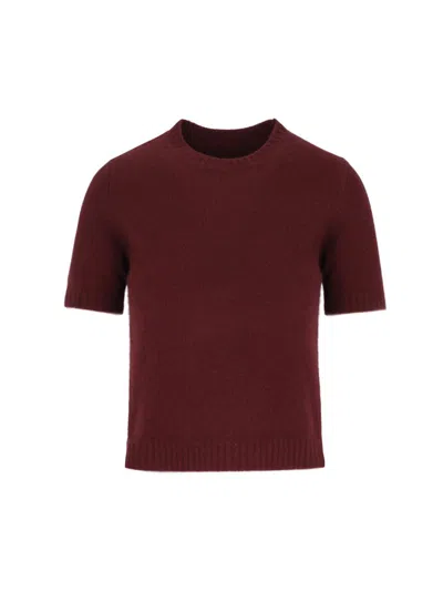 Maison Margiela Crewneck Knitted Top In Red