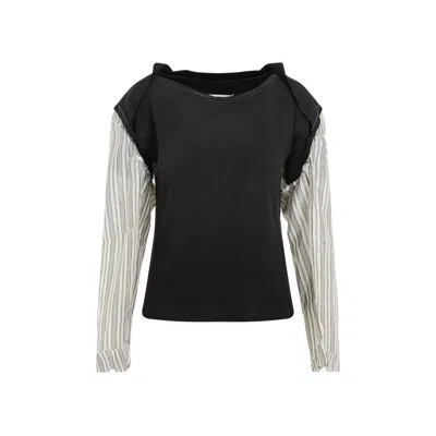 Maison Margiela Patchwork Long-sleeved T-shirt In Black