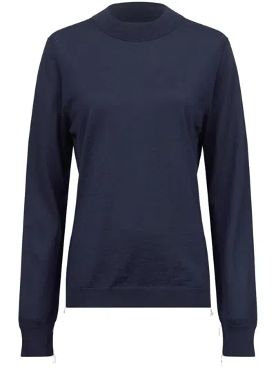 Maison Margiela Fine-knit Wool Sweater In Blue