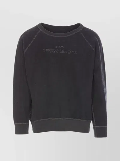Maison Margiela Crewneck Sweater Embroidered Logo In Black