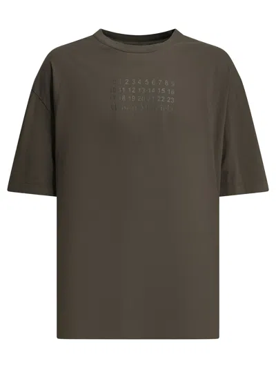 Maison Margiela Crew-neck T-shirt With Logo T-shirts Grey In Brown