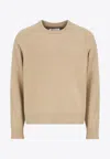 Maison Margiela Four-stitches Wool Crewneck Sweater In Beige