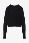 Maison Margiela Long-sleeved Wool Sweater With Cropped Fit And Minimalist Details In Black