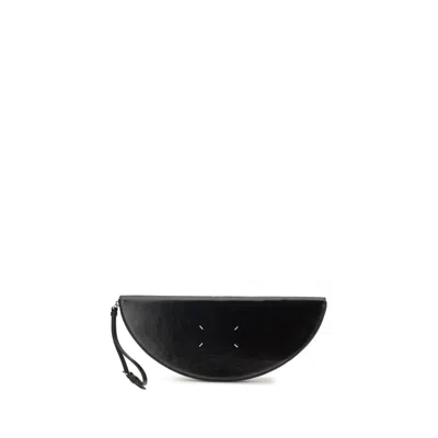 Maison Margiela Crinkled Calf Leather Clutch In Black