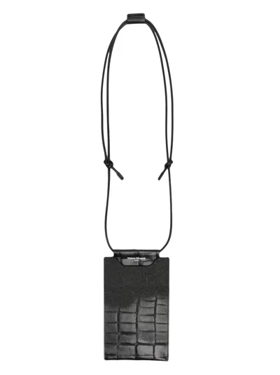 Maison Margiela Crocodile-embossed Phone Pouch In Black