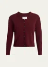 Maison Margiela Washed Wool Knit Cardigan In Bordeaux