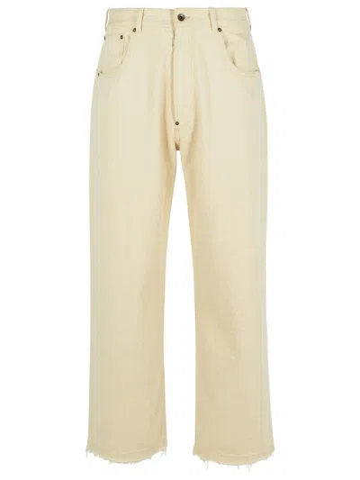 Maison Margiela 'cropped' Beige Cotton Jeans