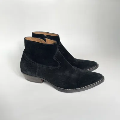 Pre-owned Maison Margiela Cropped Black Suede Western Boots