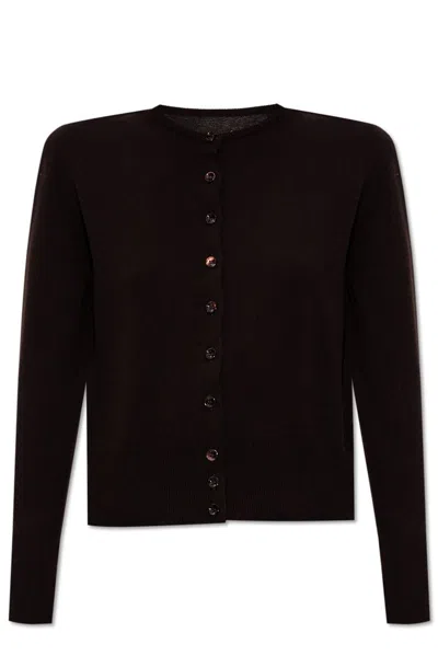 Maison Margiela Cropped Crewneck Cardigan In Brown