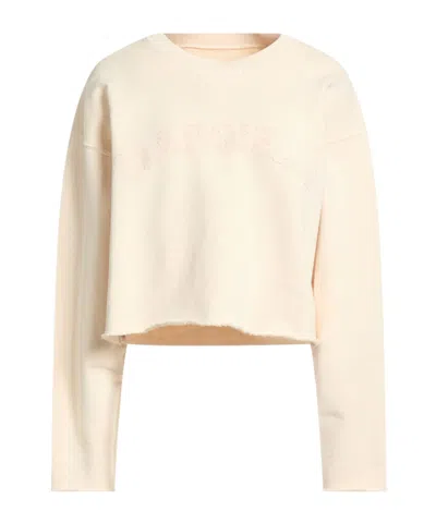 Maison Margiela Cropped Crew-neck Sweatshirt In Nude